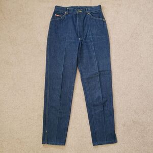 Vtg 80s USA Made Lee Mom Jeans High Rise Cotton Split Bottom Hem Blue Size 12